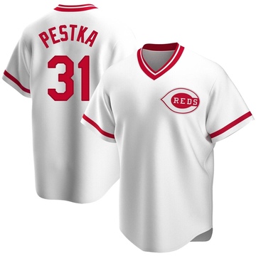 Men's Cincinnati Reds Drew Pestka White Home Cooperstown Collection Jersey - Replica