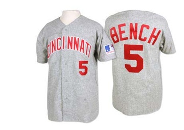 Men's Cincinnati Reds Johnny Bench Grey 1969 Throwback Jersey - Replica