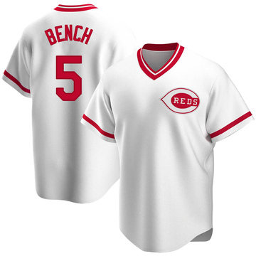 Men's Cincinnati Reds Johnny Bench White Home Cooperstown Collection Jersey - Replica