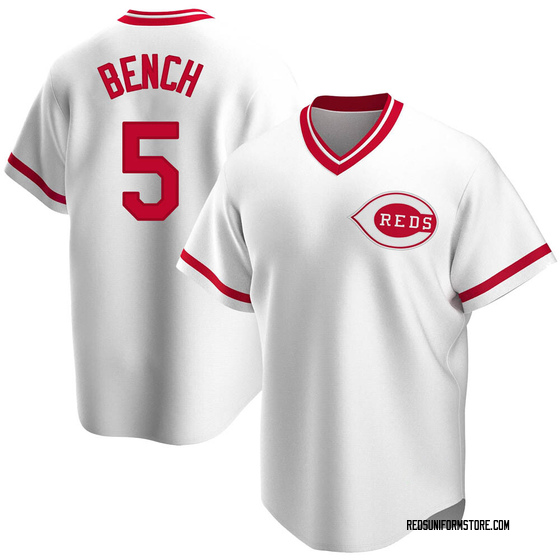 Men's Cincinnati Reds Johnny Bench White Home Cooperstown Collection Jersey - Replica