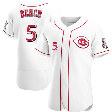 Men's Cincinnati Reds Johnny Bench White Home Jersey - Authentic