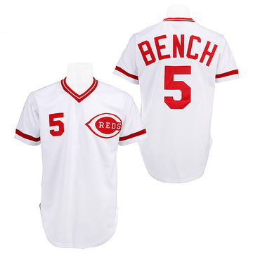 Men's Cincinnati Reds Johnny Bench White Throwback Jersey - Authentic
