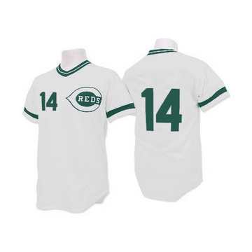 Men's Cincinnati Reds Pete Rose White (Green Patch) Throwback Jersey - Authentic
