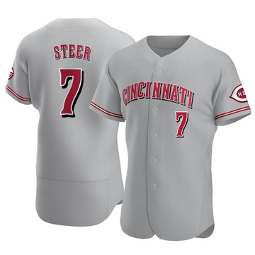Men's Cincinnati Reds Spencer Steer Gray Road Jersey - Authentic