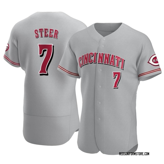 Men's Cincinnati Reds Spencer Steer Gray Road Jersey - Authentic