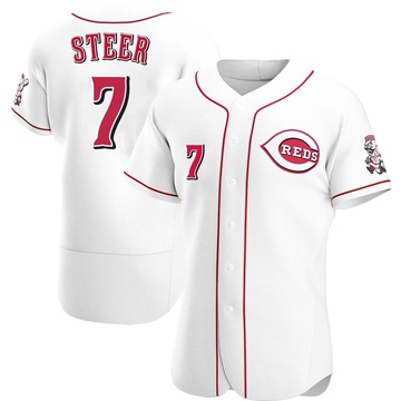 Men's Cincinnati Reds Spencer Steer White Home Jersey - Authentic
