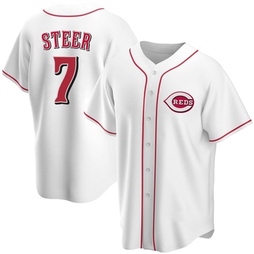 Men's Cincinnati Reds Spencer Steer White Home Jersey - Replica