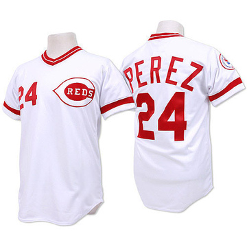 Men's Cincinnati Reds Tony Perez White Throwback Jersey - Authentic