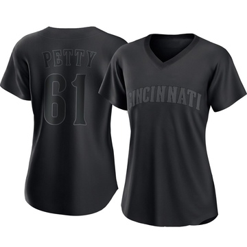 Women's Cincinnati Reds Chase Petty Black Pitch Fashion Jersey - Authentic