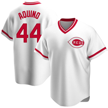 Youth Cincinnati Reds Aristides Aquino White Home Cooperstown Collection Jersey - Replica