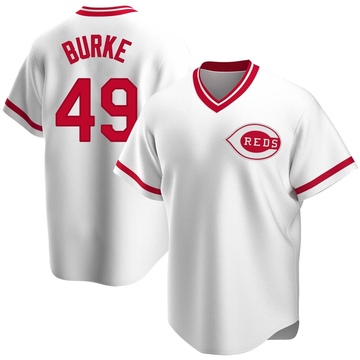 Youth Cincinnati Reds Brock Burke White Home Cooperstown Collection Jersey - Replica