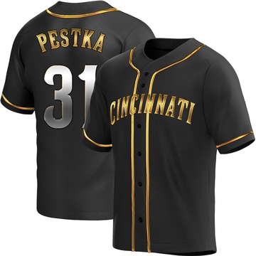 Youth Cincinnati Reds Drew Pestka Black Golden Alternate Jersey - Replica