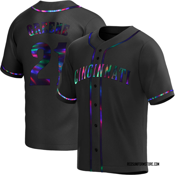 Youth Cincinnati Reds Hunter Greene Black Holographic Alternate Jersey - Replica
